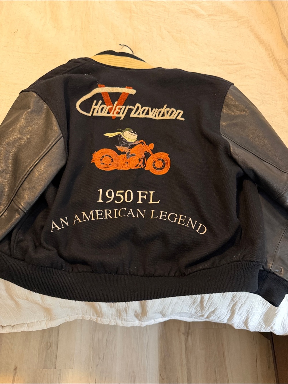 Harley-Davidson Kids Black and Orange Jacket with 1950 FL Motorcycle Patch